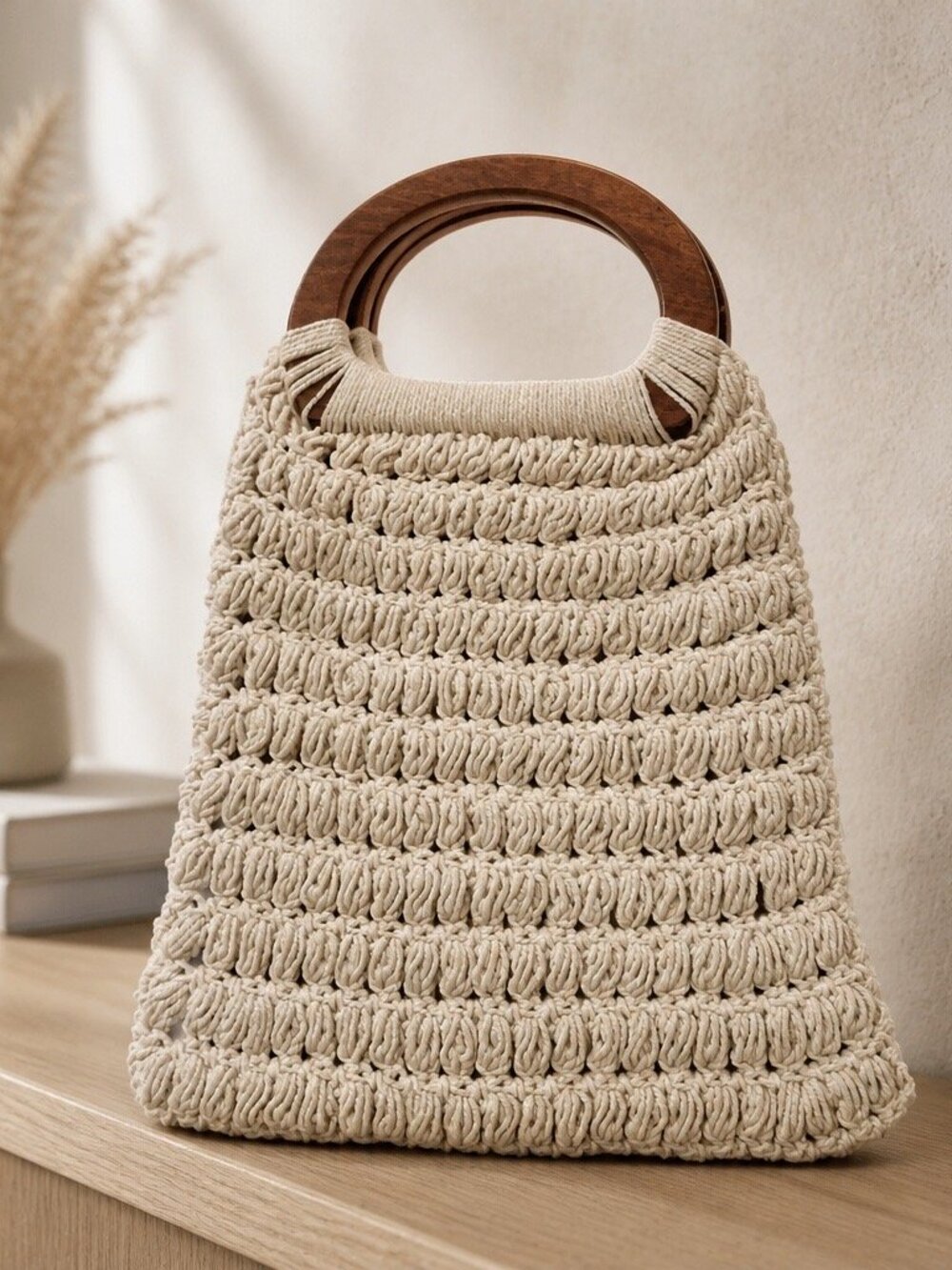 Universal Thread Crochet Cream Handbag Beach Summer Vacation Resort Travel Boho